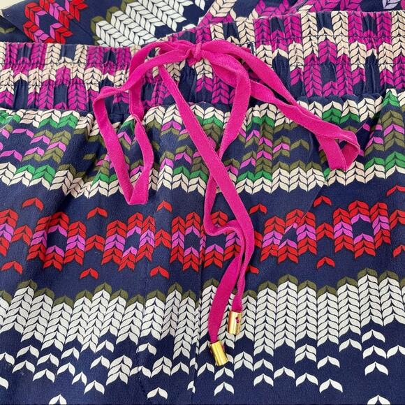 Trina Turk 100% Silk Fair Isle Knit Print Wide Leg Walker Pant Women's Med $128 - Picture 6 of 9